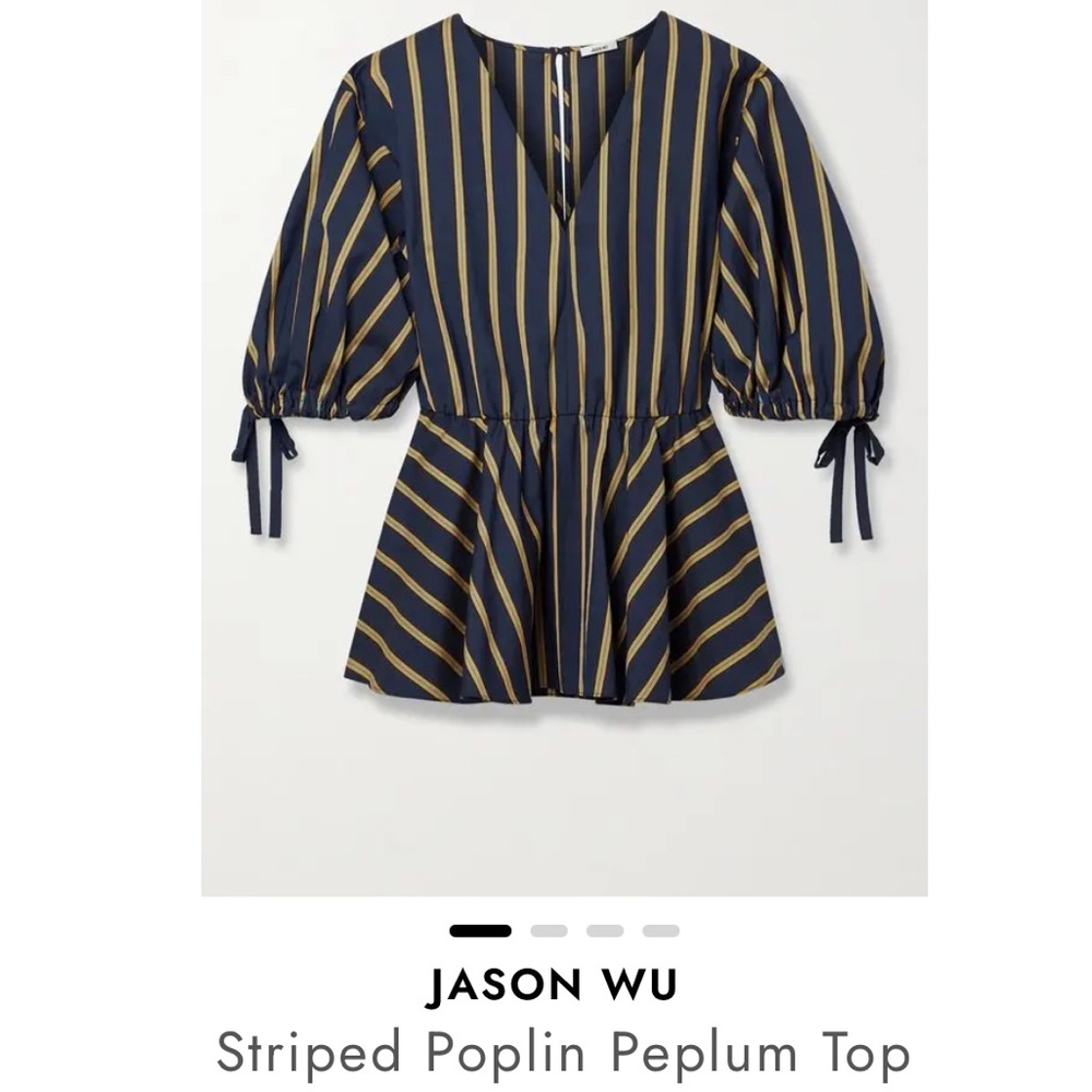 Jason Wu Striped Poplin Peplum Top L